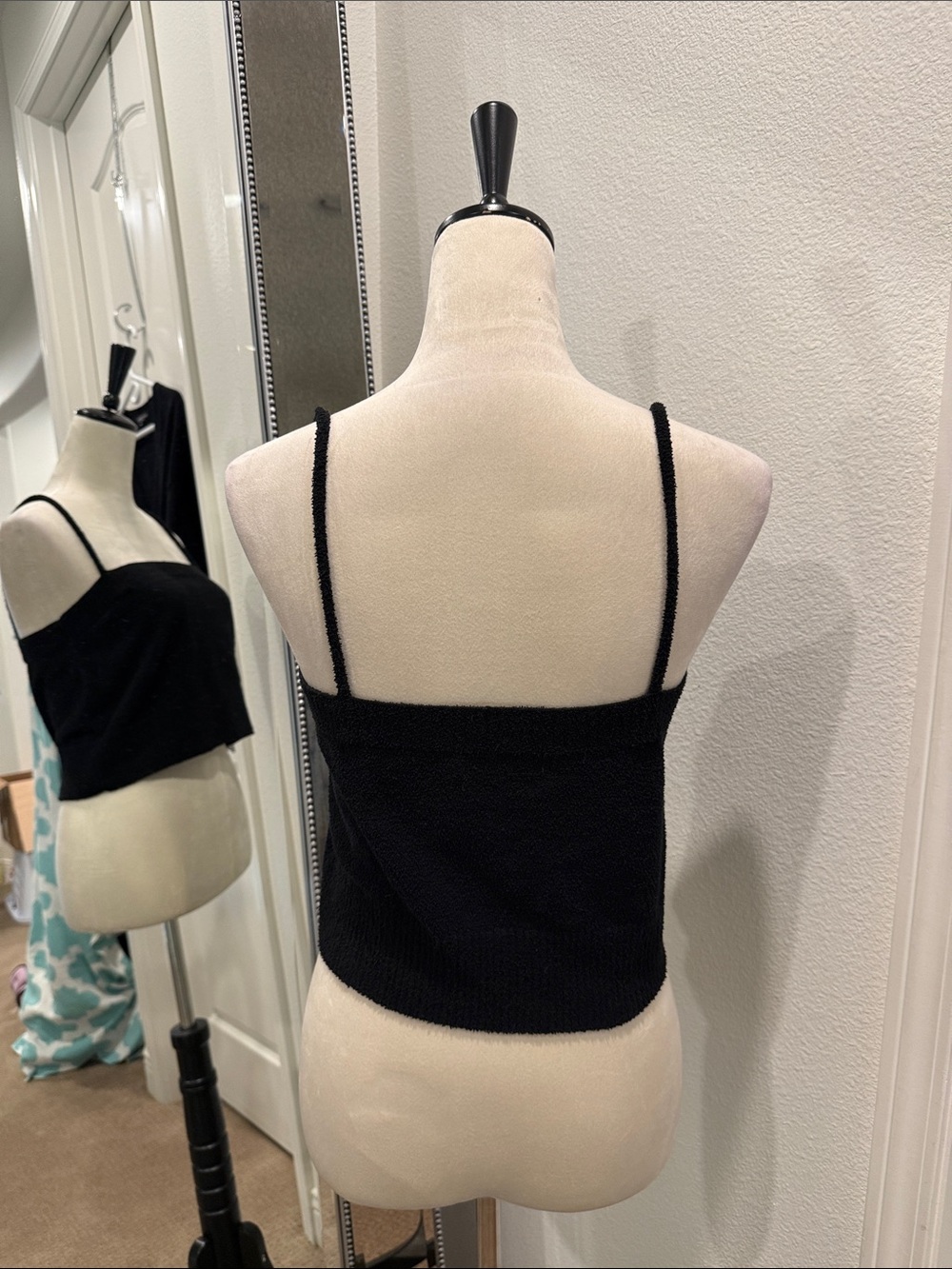 Central Park West Black Cropped Button Cardigan with Matching Tank - Picture 6 of 9